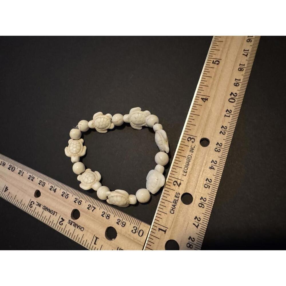 Handcrafted Floral Beaded Bracelet Sea Turtle j364 - Picture 2 of 2